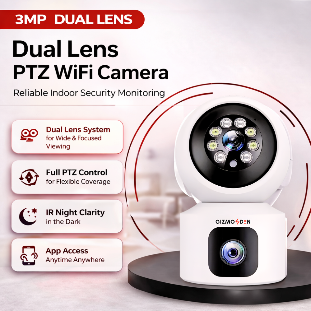 3MP 4K Dual Lens Indoor PTZ WiFi CCTV Camera